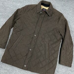 Paul & Shark Yachting Jacket Men Medium Brown Quilted Barn Coat Collared